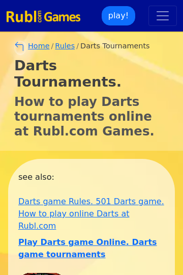 Darts online tournaments. How Darts tournaments