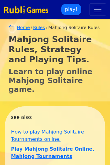 Mah Jongg Solitaire game at